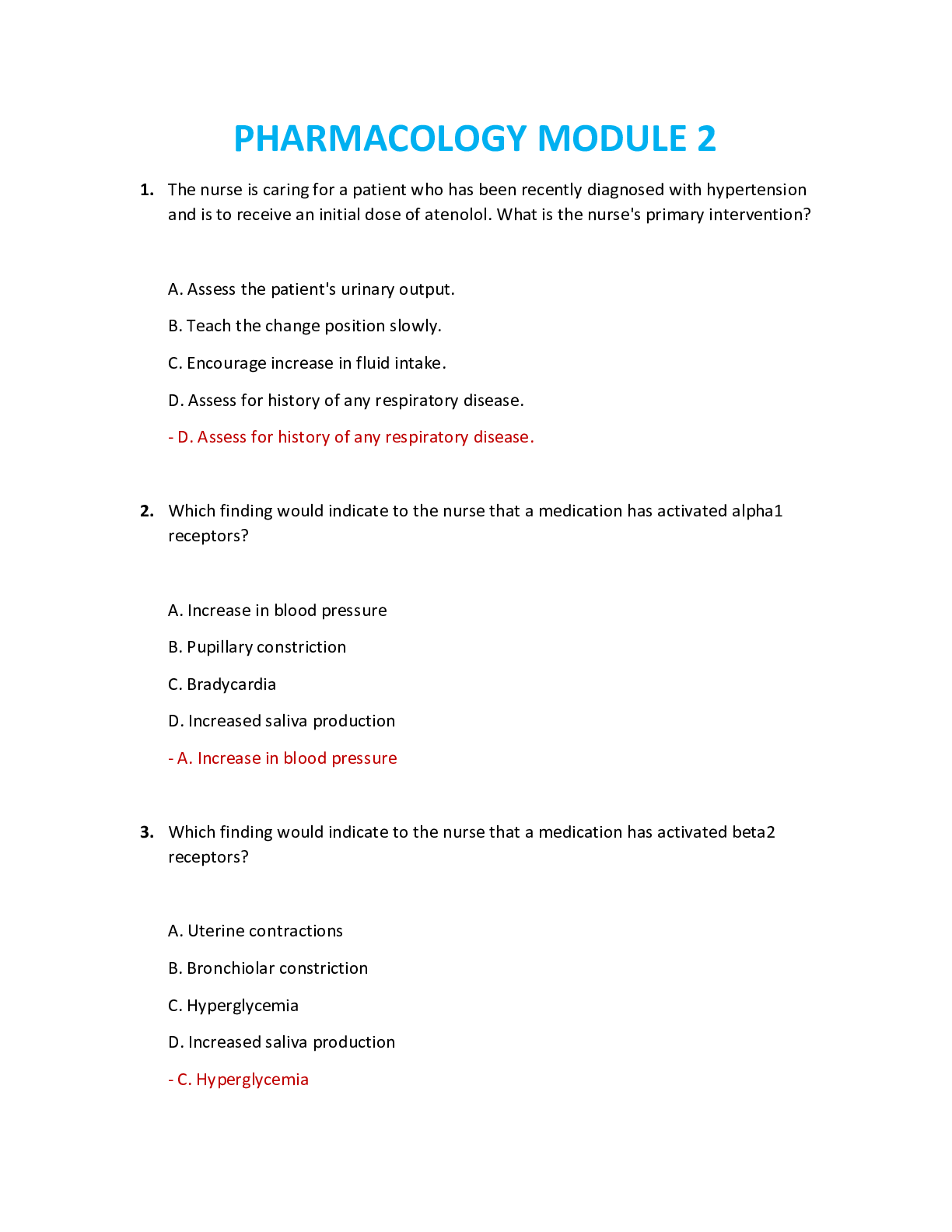 Preview image for NUR 2407 / NUR2407 Module 2: Pharmacology Module 2 Questions and Answers (Latest 2021/2022) Rasmussen